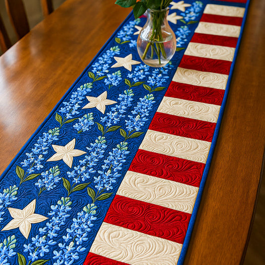 Floral Stars Quilted Table Runner NCU0NT5508