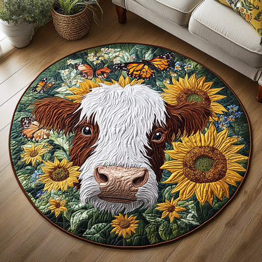 Floral Steer Quilted Round Mat NCU0VH4380