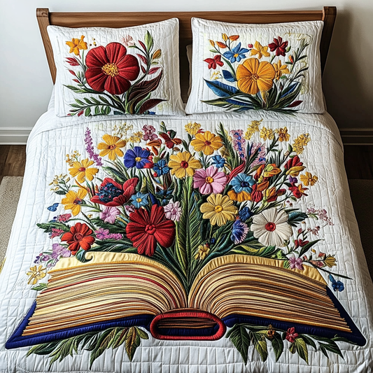 Floral Story 3-Piece Quilted Bedding Set NCU0VL1320