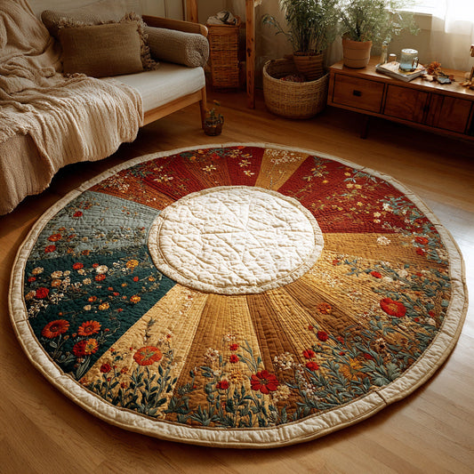 Floral Sun Dial Quilted Round Mat NCU0HH1709