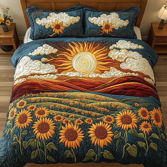 Floral Sunburst 3-Piece Quilted Bedding Set NCU0VL892