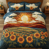 Floral Sunburst 3-Piece Quilted Bedding Set NCU0VL892