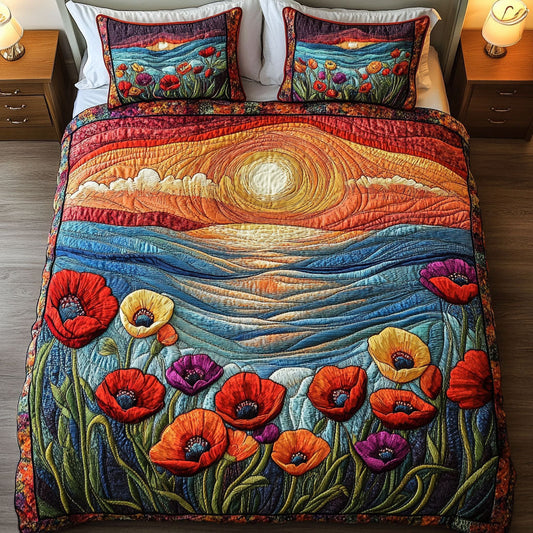 Floral Sunset 3-Piece Quilted Bedding Set NCU0NT3682