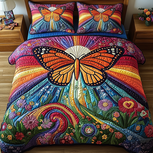 Floral Sunset 3-Piece Quilted Bedding Set NCU0VL1054