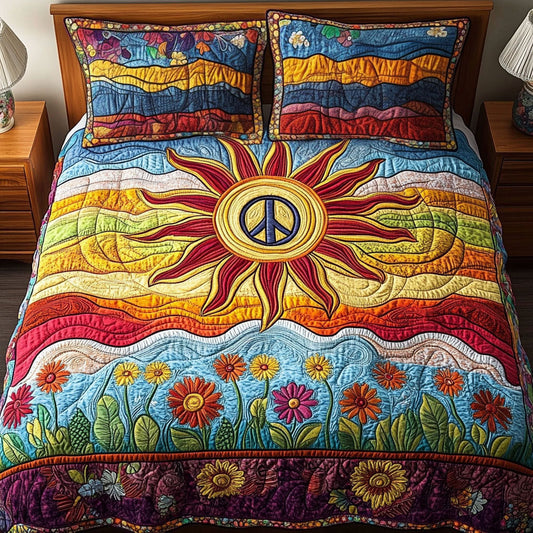 Floral Sunshine 3-Piece Quilted Bedding Set NCU0NT3906