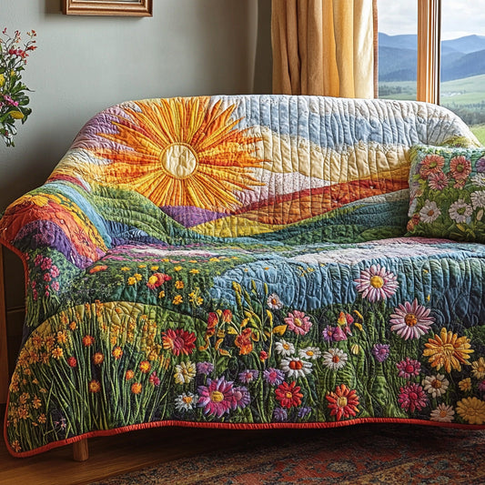 Floral Sunshine Hills Quilted Sofa Cover NCU0VL3008