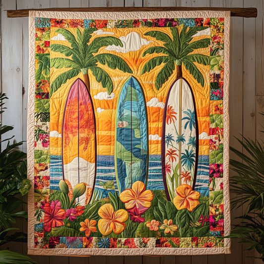 Floral Surf Vibes Quilted Blanket NCU0VL2712