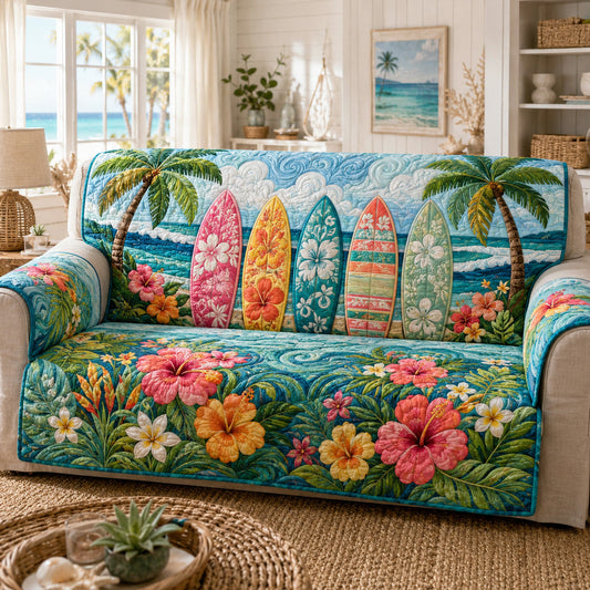 Floral Surfside Quilted Sofa Cover NCU0TV1980