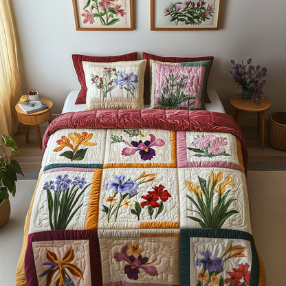 Floral Symphony 3-Piece Quilted Bedding Set NCU0PT5272