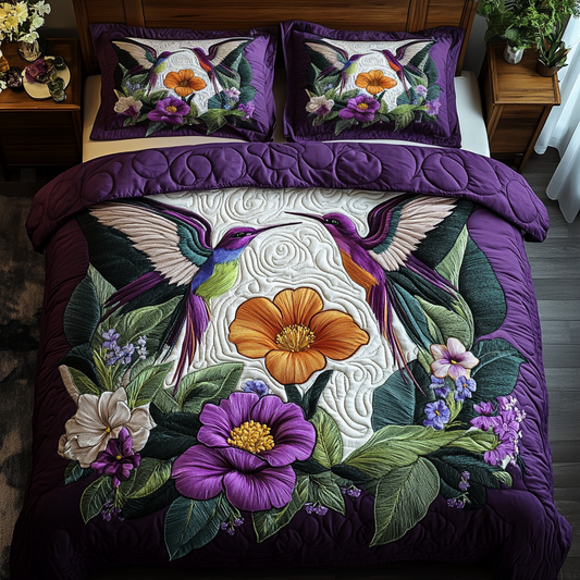 Floral Symphony 3-Piece Quilted Bedding Set NCU0VH2434