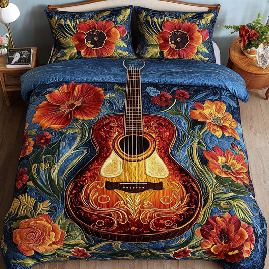 Floral Symphony 3-Piece Quilted Bedding Set NCU0VL1245