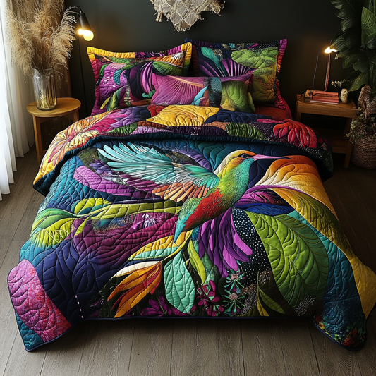Floral Symphony 3-Piece Quilted Bedding Set NCU0VL970