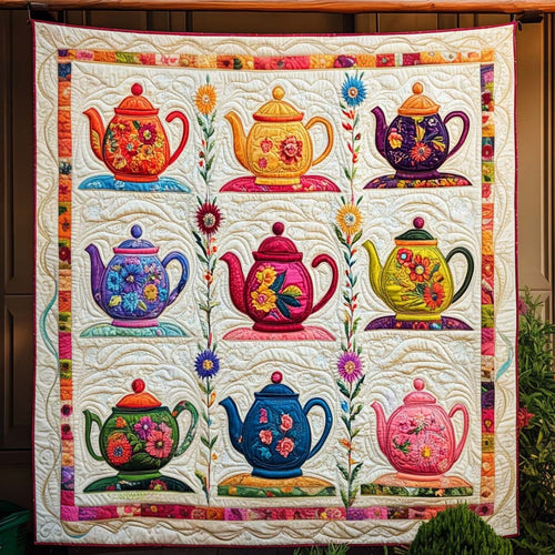 Floral Tea Party Art Quilt Hanging NCU0NT834