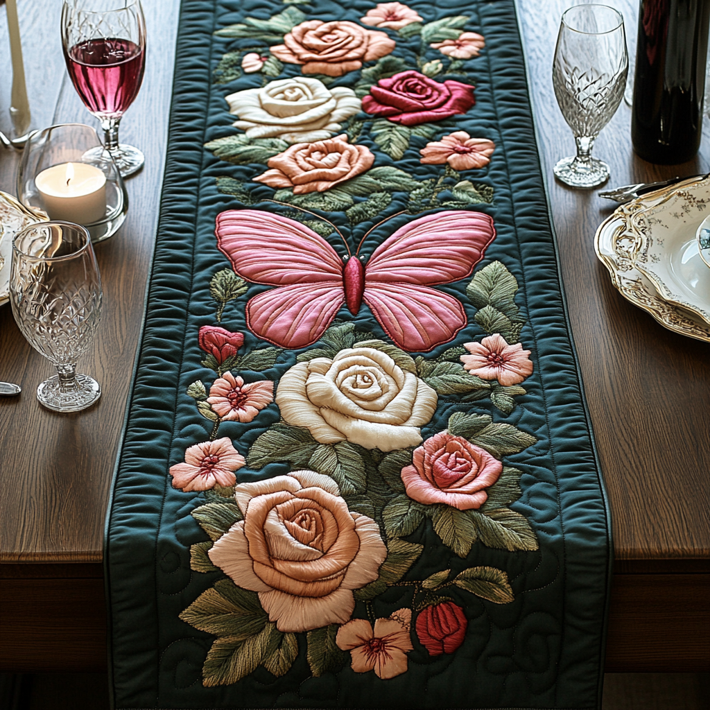 Floral Touch Quilted Table Runner NCU0VH2221