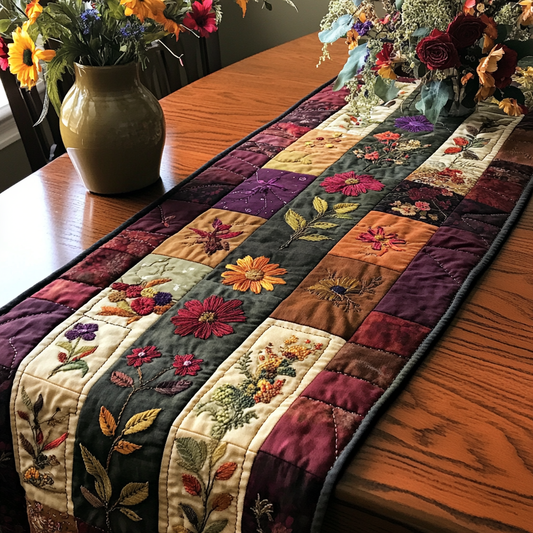 Floral Trails Quilted Table Runner NCU0VL1759