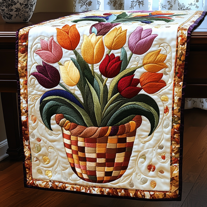Floral Tulip Wonderland Quilted Table Runner NCU0VL1450