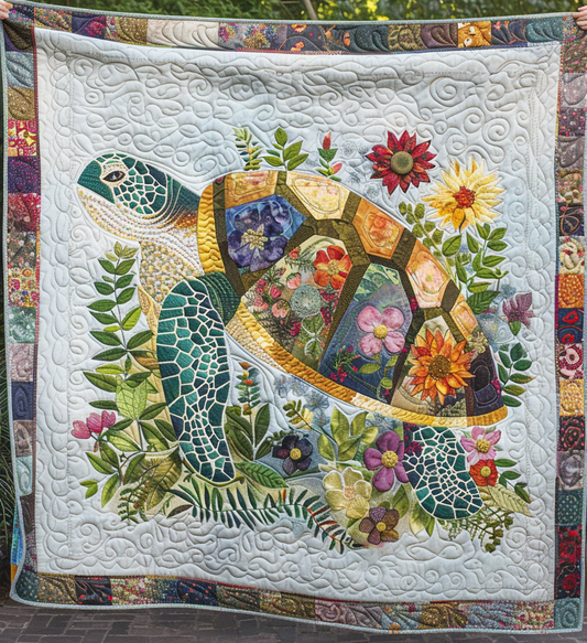Floral Turtle Charm Quilted Blanket NCU0DV2258