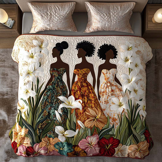 Floral Unity Dance 3-Piece Quilted Bedding Set NCU0NT7671