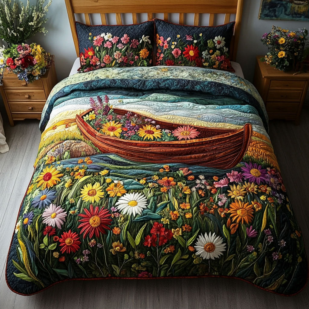 Floral Voyage 3-Piece Quilted Bedding Set NCU0PT5018