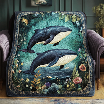 Floral Whale Quilted Blanket NCU0TL2457