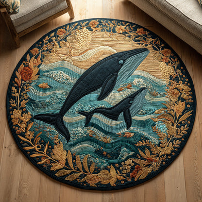 Floral Whale Quilted Round Mat NCU0HH156