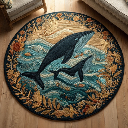 Floral Whale Quilted Round Mat NCU0HH156