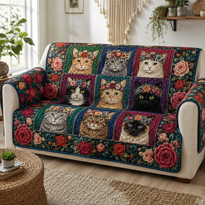 Floral Whisker Royalty Quilted Sofa Cover NCU0VL3916