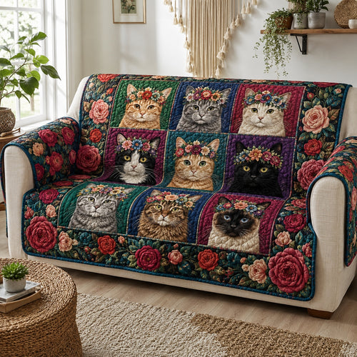 Floral Whisker Royalty Quilted Sofa Cover NCU0VL3916