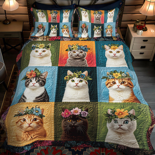 Floral Whiskers 3-Piece Quilted Bedding Set NCU0TL1200