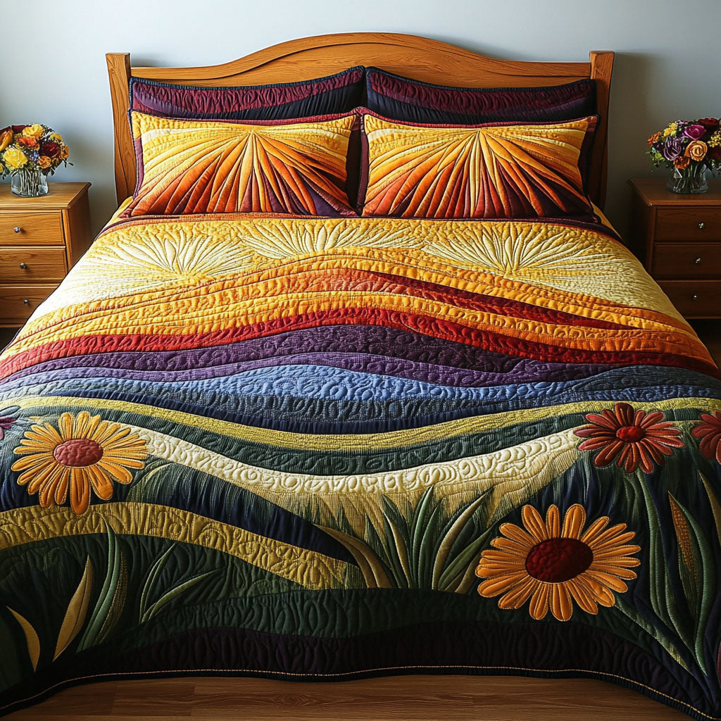 Flourish Fields 3-Piece Quilted Bedding Set NCU0PT7335