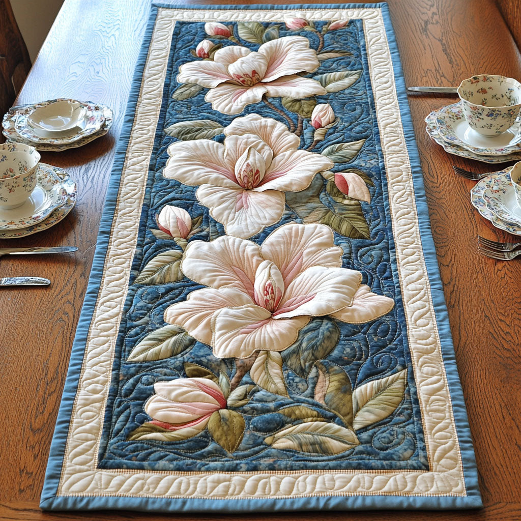 Flourishing Magnolia Quilted Table Runner NCU0PT3982