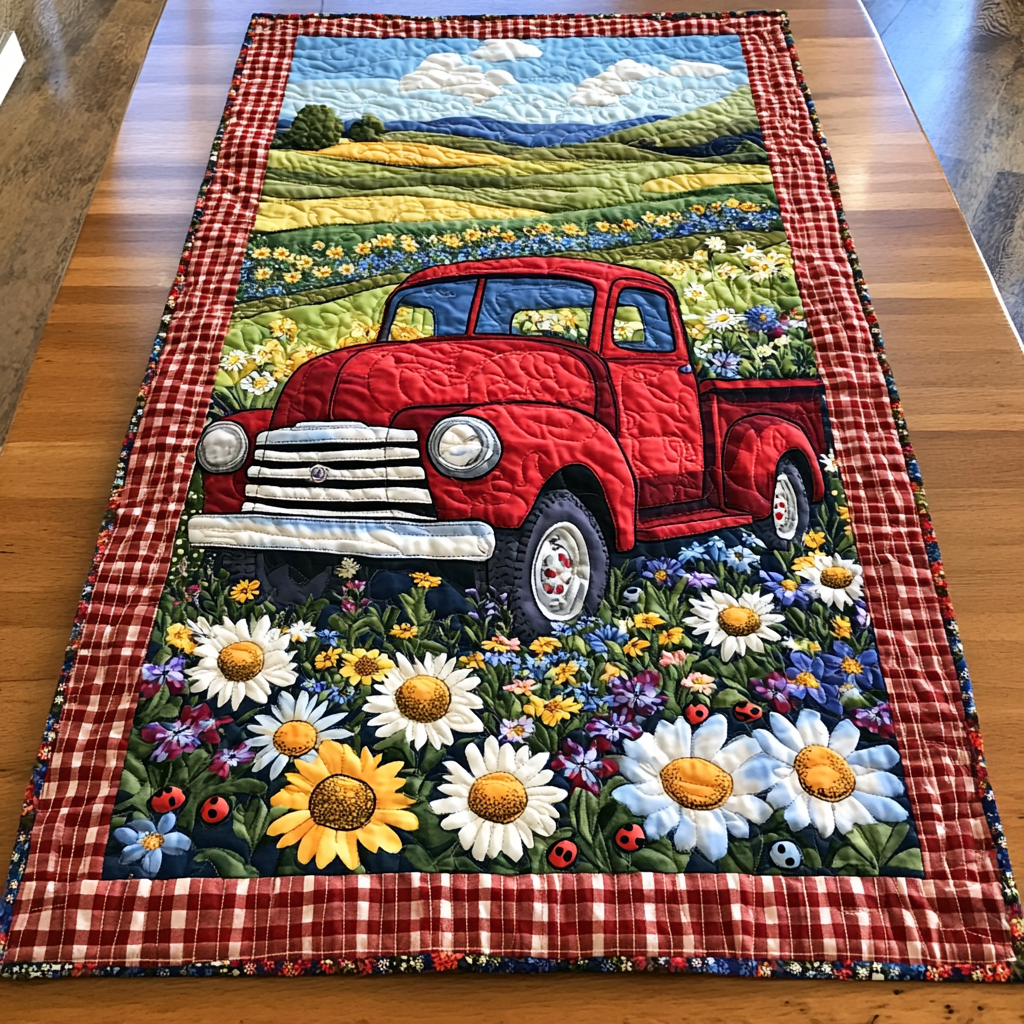 Flower-Power Pickup Quilted Table Runner NCU0DK5987