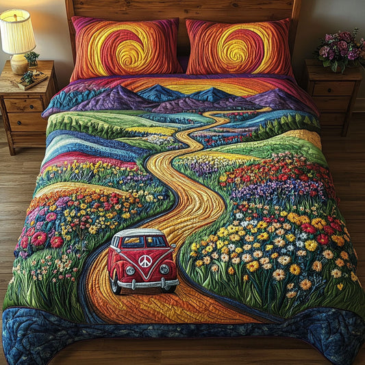 Flower-Powered Journey 3-Piece Quilted Bedding Set NCU0PT3725
