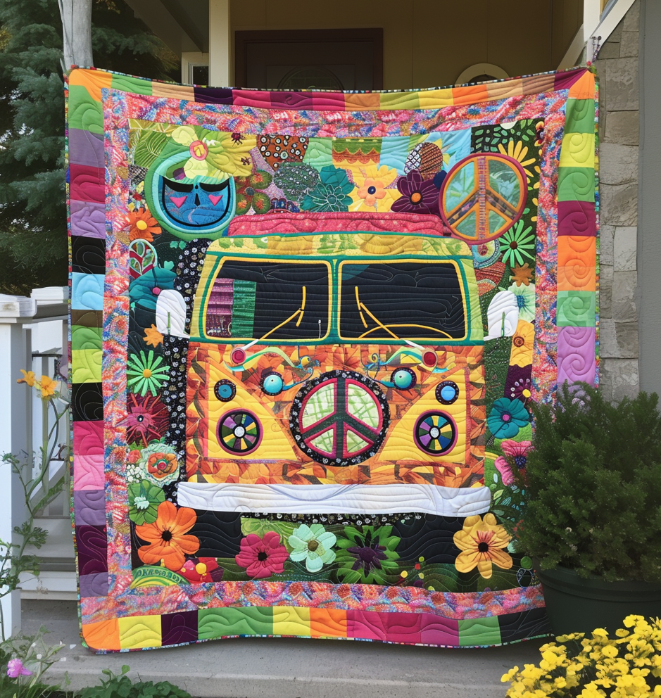 Flower Power Camper Quilted Blanket NCU0PT067