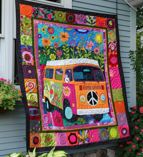 Flower Power Camper Quilted Blanket NCU0PT071