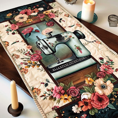 Flower Sewing Machine Quilted Table Runner NCU0TH319