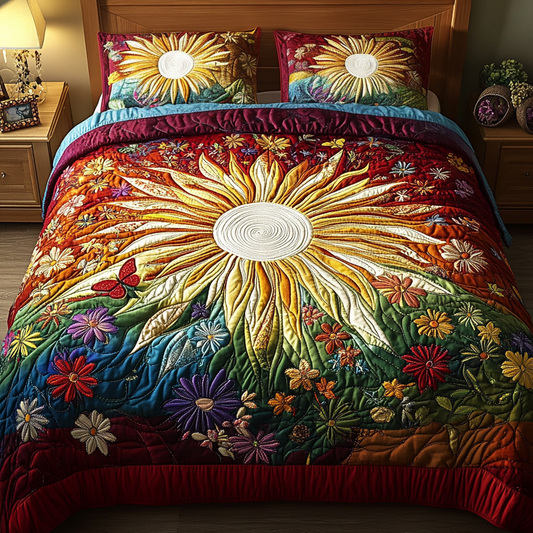 Flower Burst 3-Piece Quilted Bedding Set NCU0VH2660