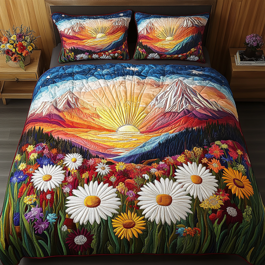Flower Burst 3-Piece Quilted Bedding Set NCU0VL1587