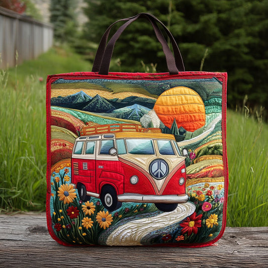 Flower Bus Fields Quilted Tote Bag NCU0PT8225