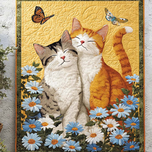 Flower Cat Charm Quilted Blanket NCU0NT8913