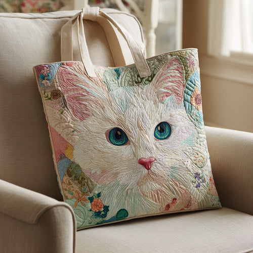 Flower Cat Gaze Quilted Tote Bag NCU0HH1042