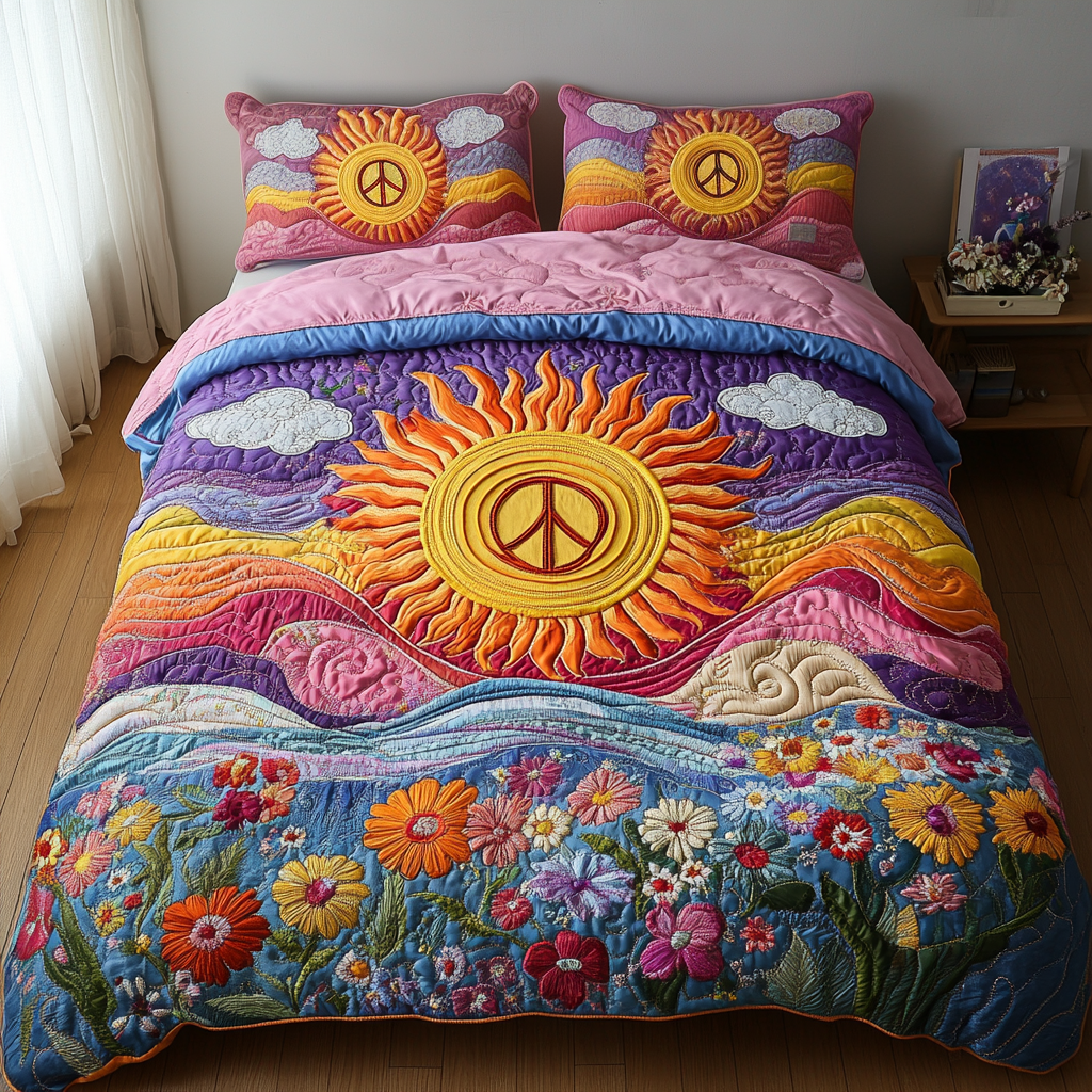Flower Child 3-Piece Quilted Bedding Set NCU0VL1388