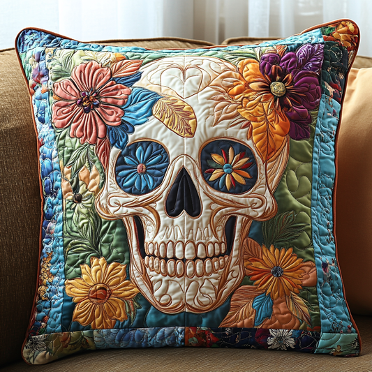 Flower Crown Skull Quilted Pillow Case NCU0TL1872