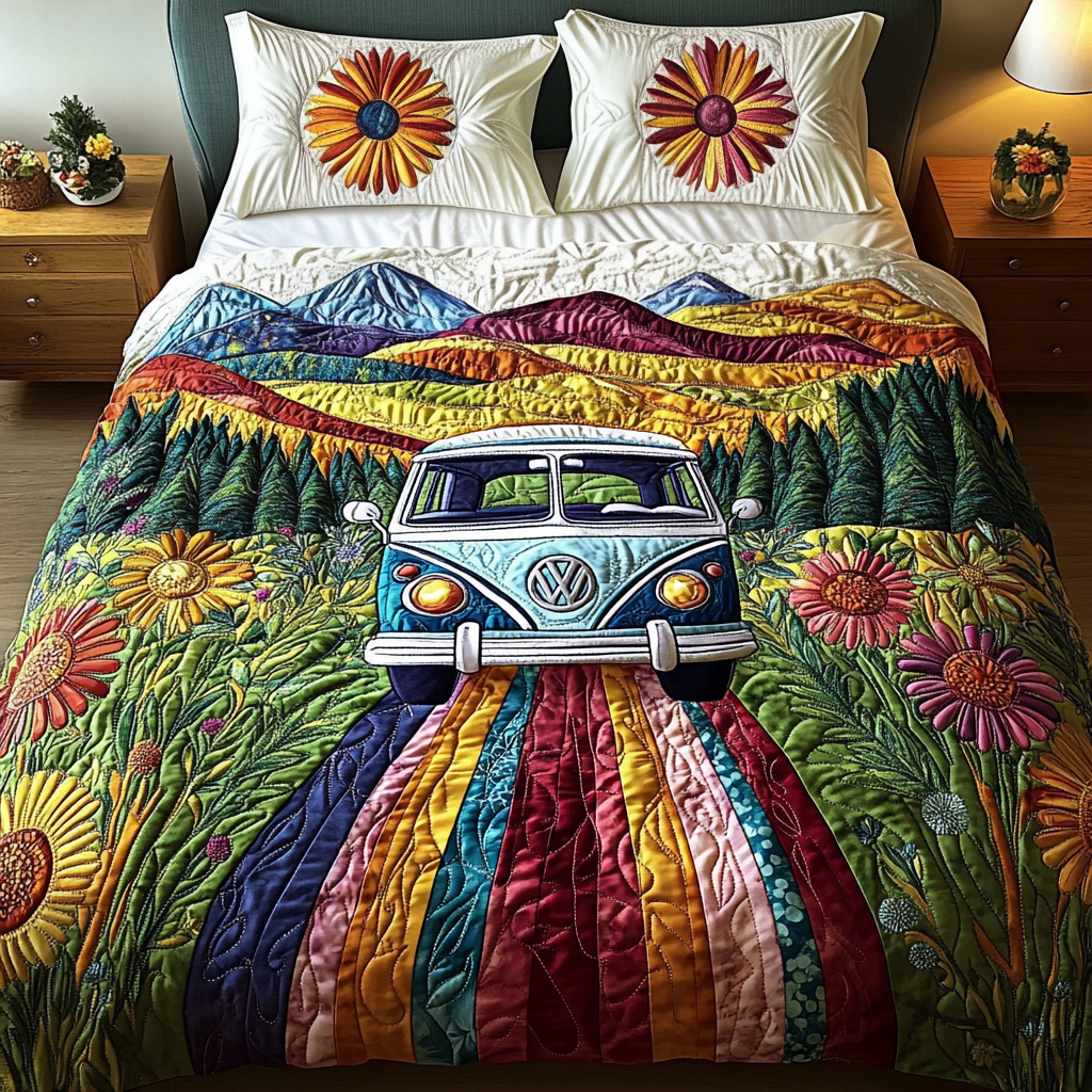 Flower Drive 3-Piece Quilted Bedding Set NCU0VH5122