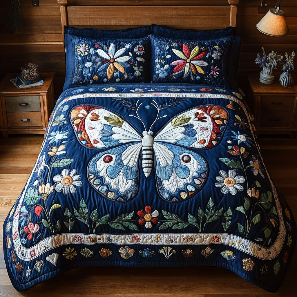Flower Essence 3-Piece Quilted Bedding Set NCU0PT3482