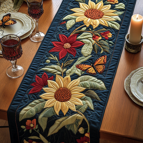Flower Field Quilted Table Runner NCU0VH5575
