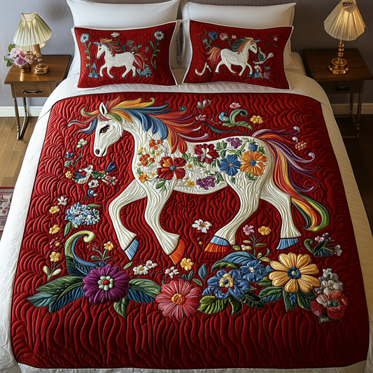 Flower Fields 3-Piece Quilted Bedding Set NCU0VH1153
