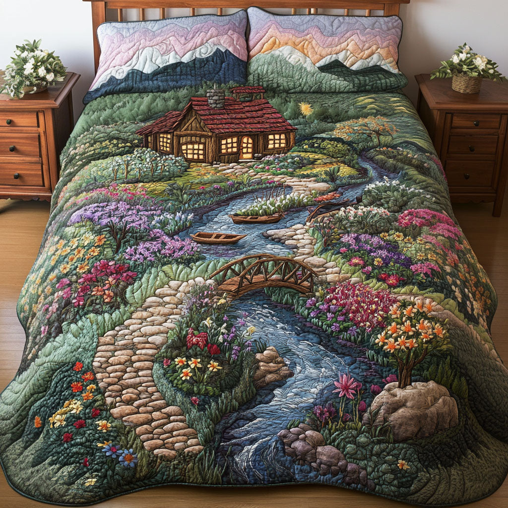 Flower Garden Charm 3-Piece Quilted Bedding Set NCU0PT5777