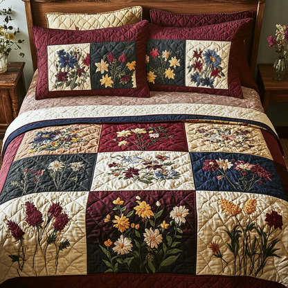 Flower Magic 3-Piece Quilted Bedding Set NCU0VH5155