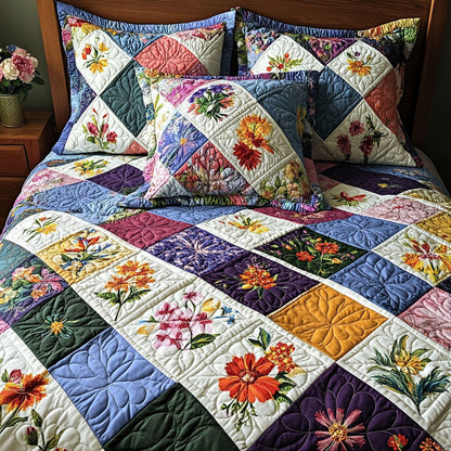 Flower Mosaic 3-Piece Quilted Bedding Set NCU0PT4900